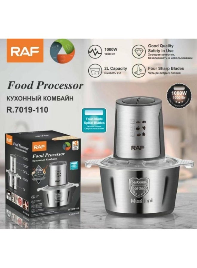 RAF Stainless Steel Food Chopper 2L 1000W – Model R.7019 - Image 1
